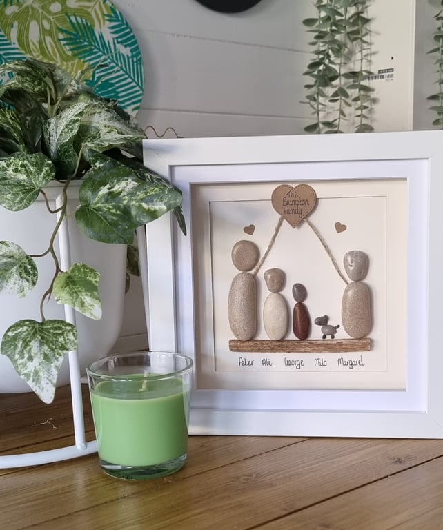 Personalsed Family Pebble Picture 8"x8"