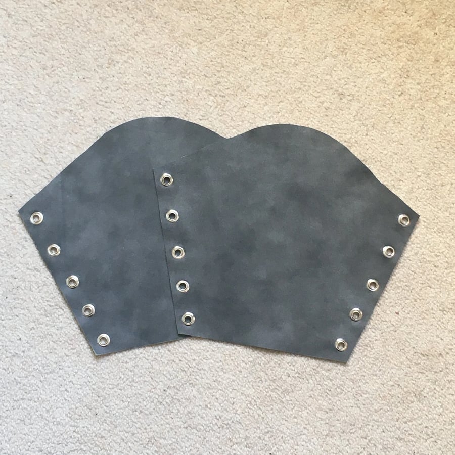 Large Pair of Soft Lightweight Grey Coloured Distressed Lambskin Leather Bracers