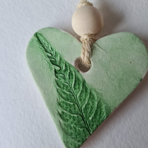 Fern print clay gift tag hanging decoration free delivery