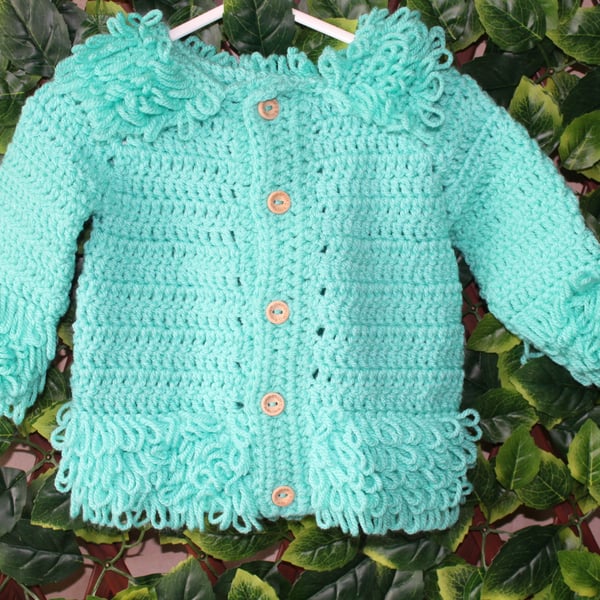 handmade crochet baby cardigan size  9 - 12  months