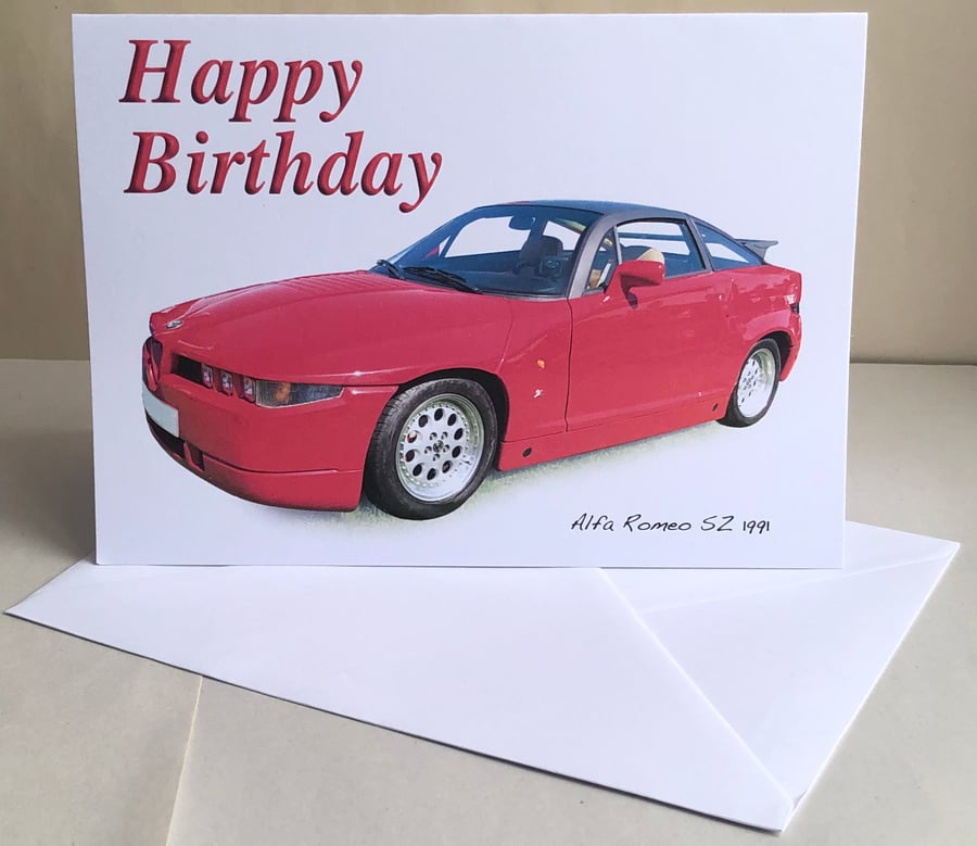Alfa Romeo SZ 1991- Birthday, Anniversary, Retirement or Plain Card
