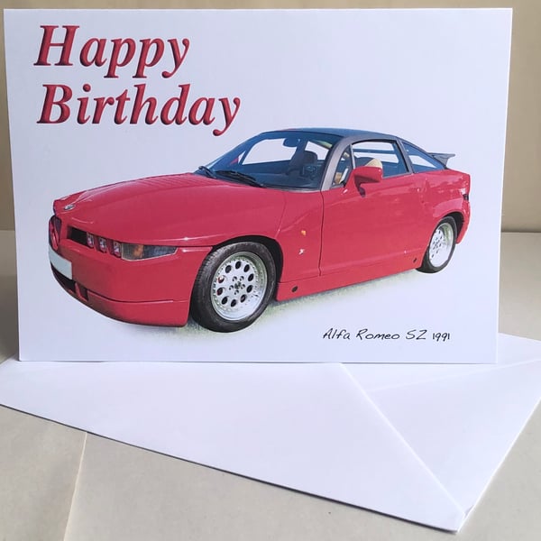 Alfa Romeo SZ 1991- Birthday, Anniversary, Retirement or Plain Card