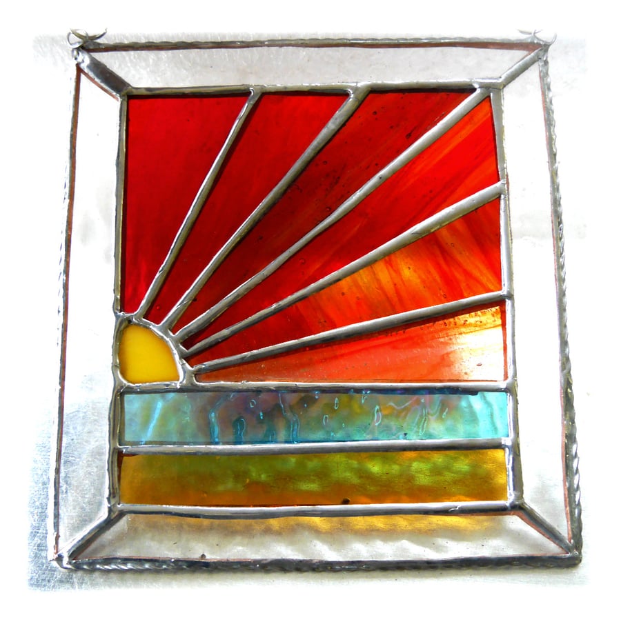 Sunset Beach Stained Glass Suncatcher Handmade 001