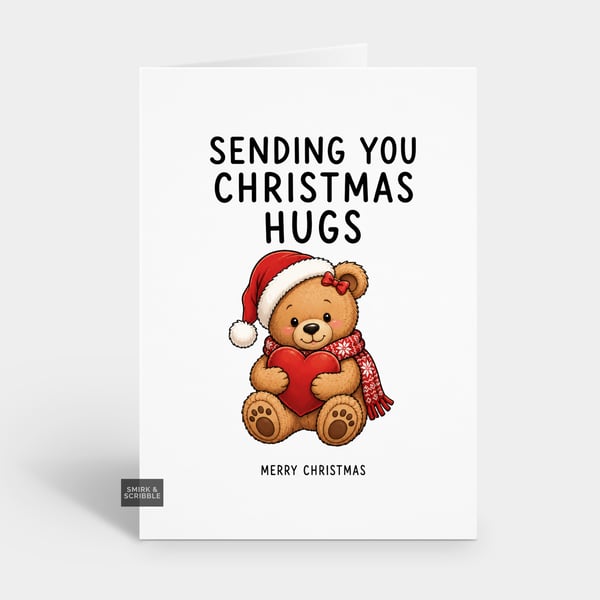 Funny Christmas Card - Cute Bear Hugs