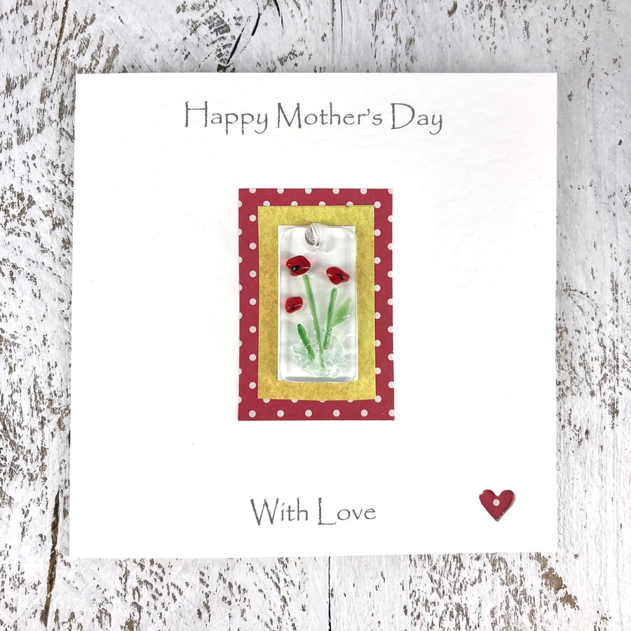 Mother’s Day Card with Detachable Glass Bookmark or Light Catcher
