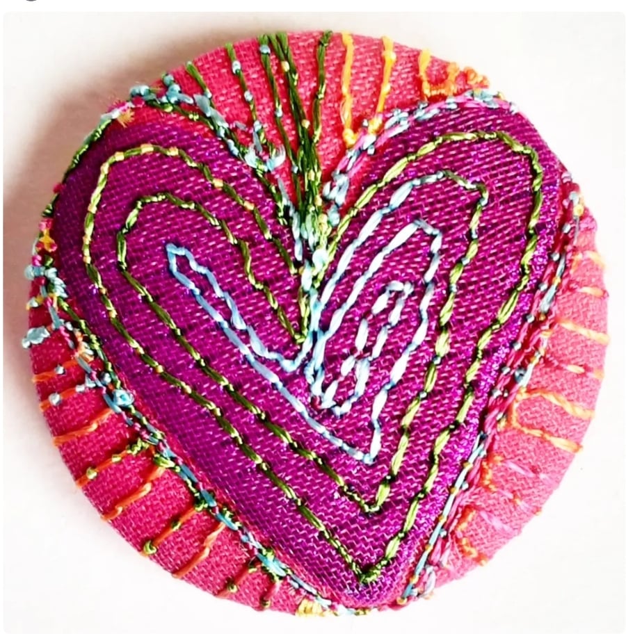Buttons 1 inch button Hand Dyed Silks and Cottons Free Machine Embroidery Button