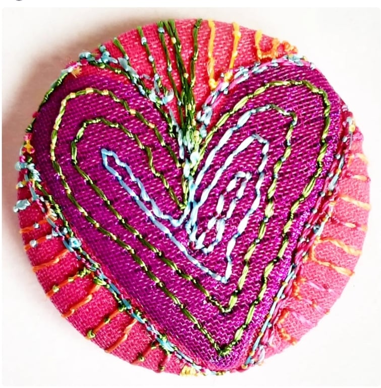 Buttons 1 inch button Hand Dyed Silks and Cottons Free Machine Embroidery Button