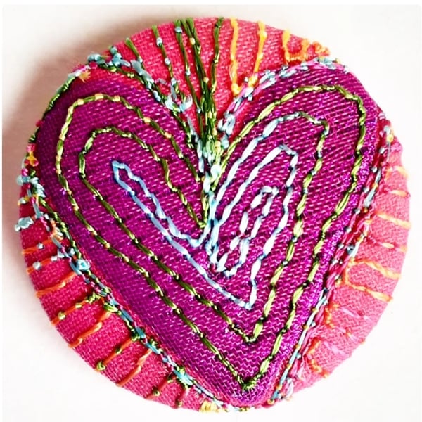 Buttons 1 inch button Hand Dyed Silks and Cottons Free Machine Embroidery Button