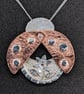 Silver ladybird pendant, Moving jewellery, Silver insect necklace - Image 1