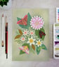 Floral Moths Botanical fine art print
