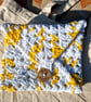 Yellow cotton lined pouch, Small crochet hand stitched pouch, Christmas gift - Image 10