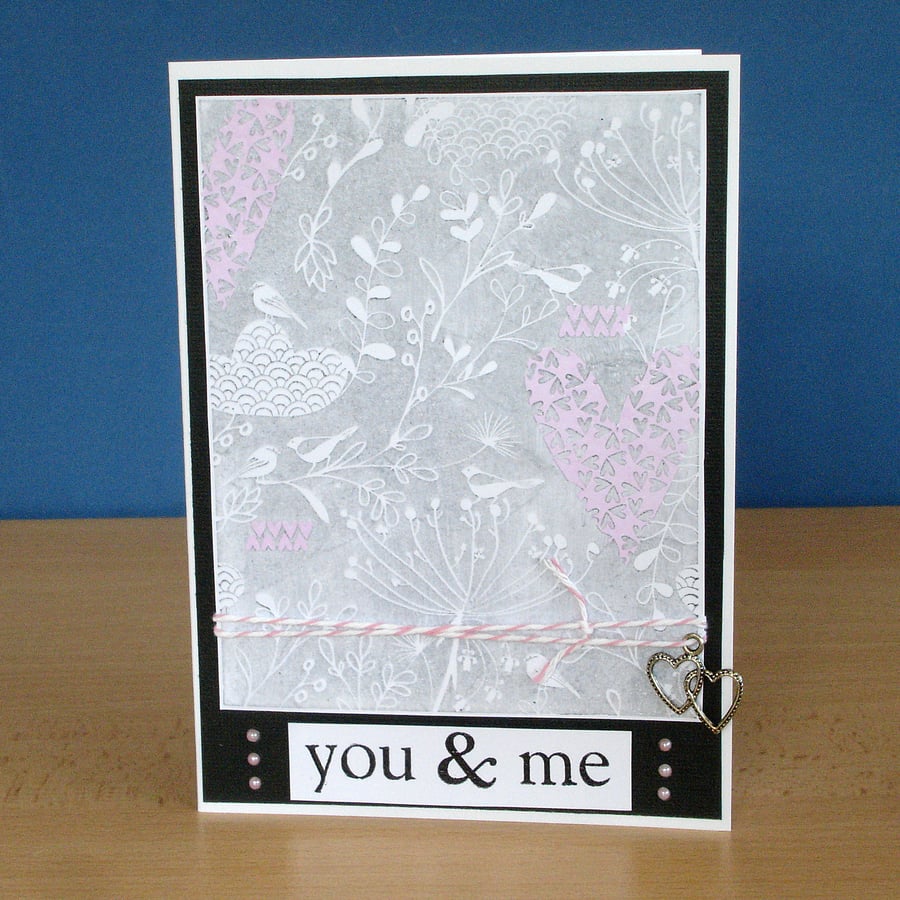 You and Me handmade card for anniversary, wedding, Valentine's Day