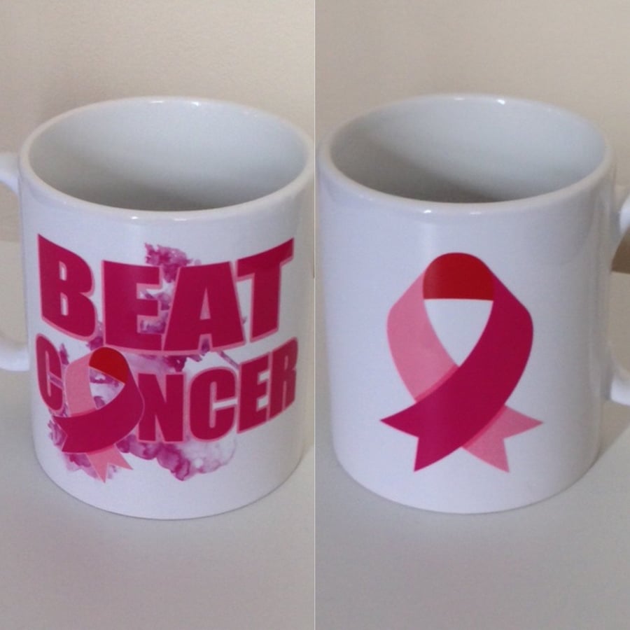 Breast Cancer awareness Mug - Beat Cancer. Mugs to support cancer awareness
