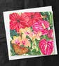 Tropical Garden Floral Art Square Handmade Greeting Card - Image 2