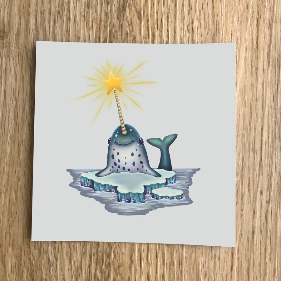 Narwhal Square Post Card Print