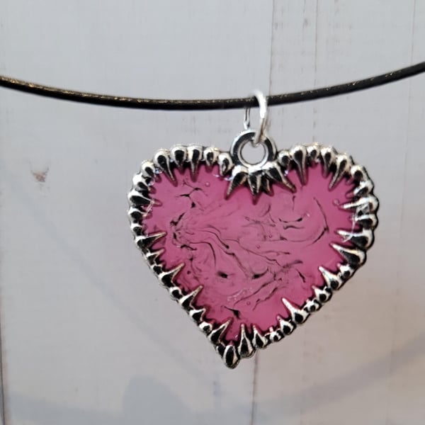Resin Heart with Teeth Pendants