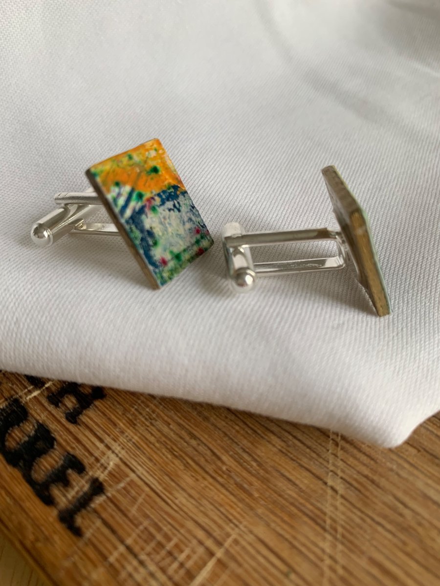  Stormy Sky, Abstract Art Cufflinks 