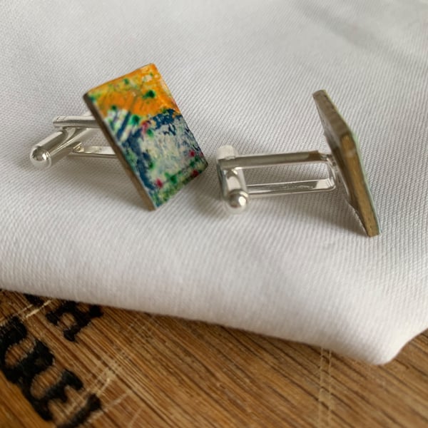  Stormy Sky, Abstract Art Cufflinks 