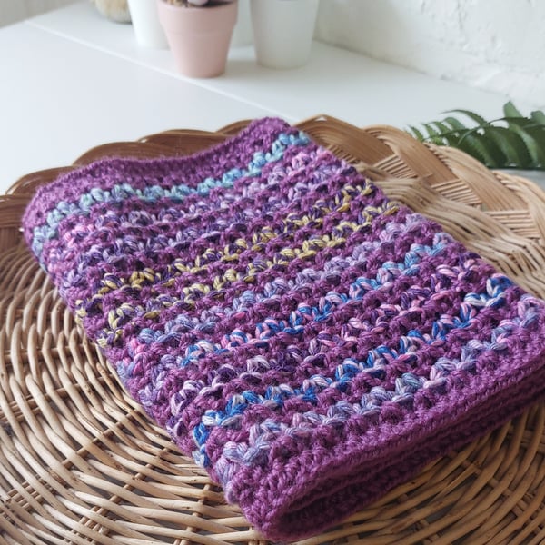 Crochet Chunky Stripe Neck Warmer Cowl