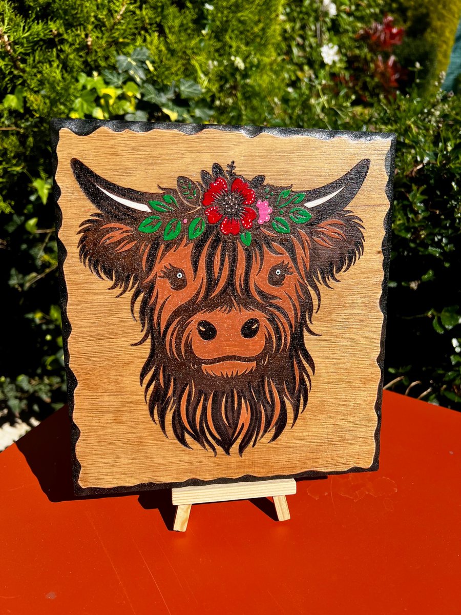 Highland Cow Wooden Plaque – Rustic Farmhouse Wall Art – Unique Gift 