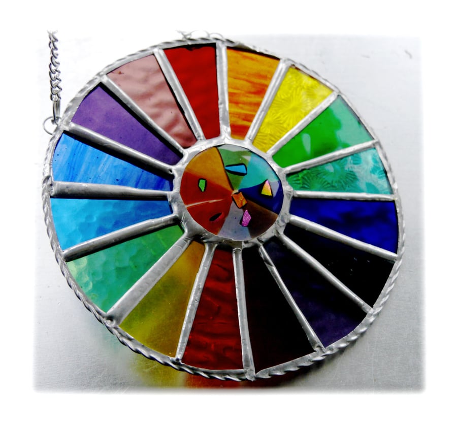 Summer Solstice Rainbow Burst Suncatcher Stained Glass Handmade 026