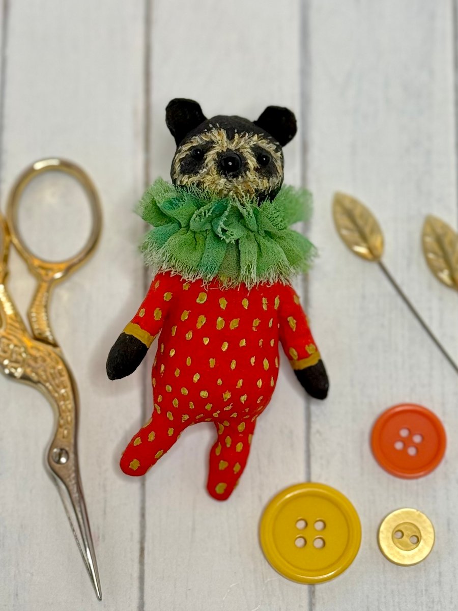 Spun Cotton Fruit Bear Art Doll Strawberry 