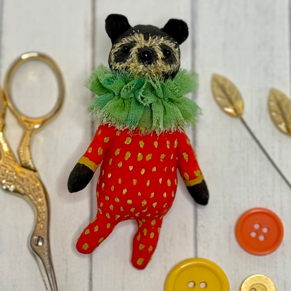 Spun Cotton Fruit Bear Art Doll Strawberry 