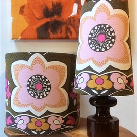 Retro Pink Floral Lampshade 70s 60s Grace Sullivan GARRICK vintage fabric