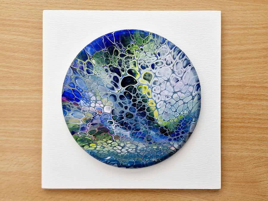 18.5cm x 18.5cm acrylic pour painting wall plaque