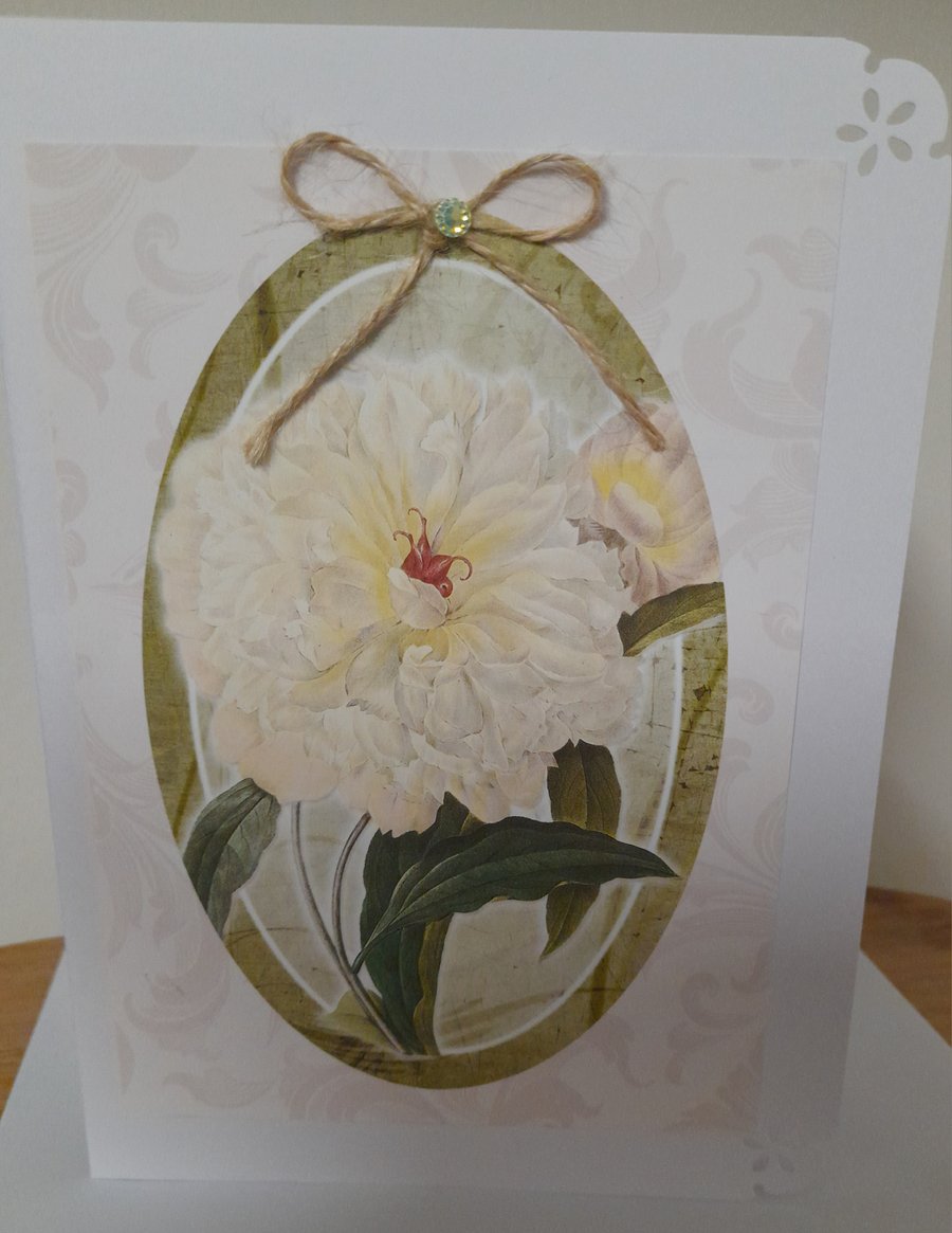 HANDMADE FLORAL BLANK CARD.