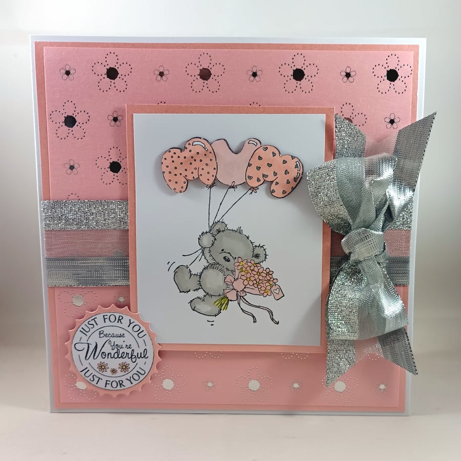 Cute bear Mum card - birthday or Mother's Day