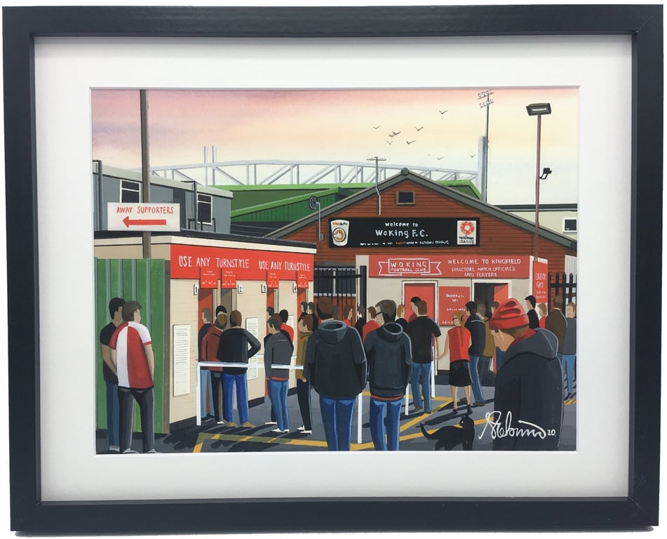 Woking. Framed & Unframed Fine Art Print Football FC, Kingfield Stadium Gift