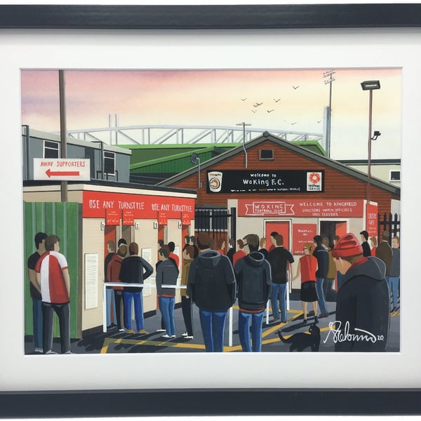 Woking. Framed & Unframed Fine Art Print Football FC, Kingfield Stadium Gift