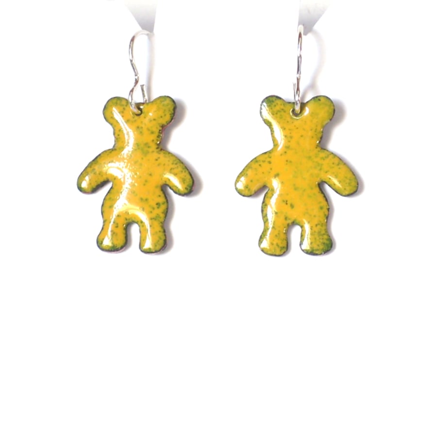 enamel earrings - teddy bear