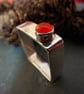 Square ring with gemstone - Image 1