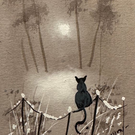 Original Aceo Painting ‘ Watching  ‘ by Stephen Allen 