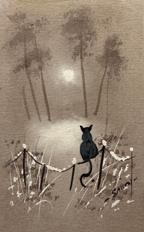 Original Aceo Painting ‘ Watching  ‘ by Stephen Allen 