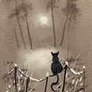 Original Aceo Painting ‘ Watching  ‘ by Stephen Allen 