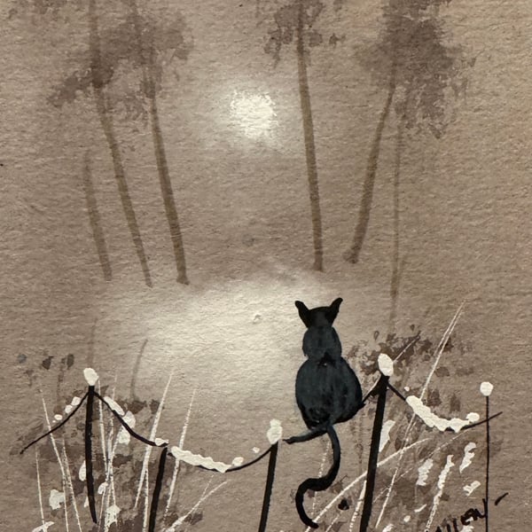 Original Aceo Painting ‘ Watching  ‘ by Stephen Allen 