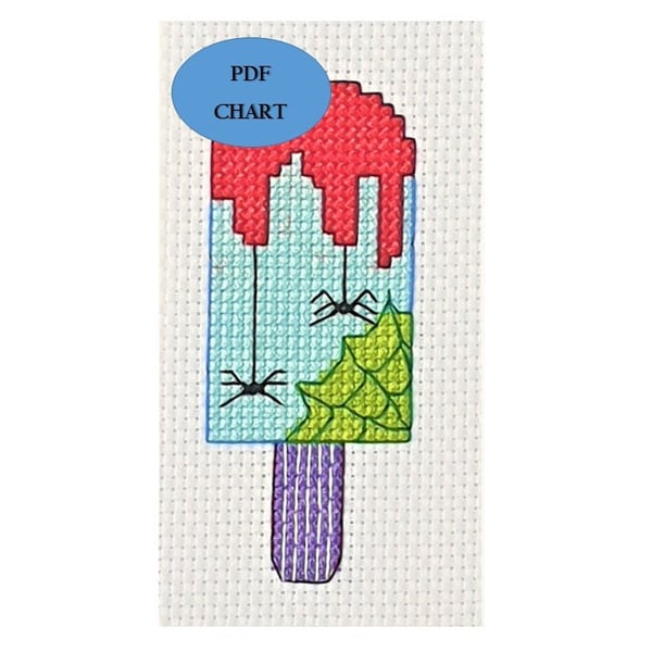 Halloween Ice Lolly cross stitch Digital Download PDF chart