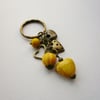 Antique Bronze Heart and Yellow Howlite Keyring  KCJ884