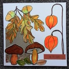 Cut paper collage autumn greetings card