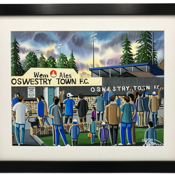 Oswestry. Framed & Unframed Art Print Town Football FC, Victoria Road Gift