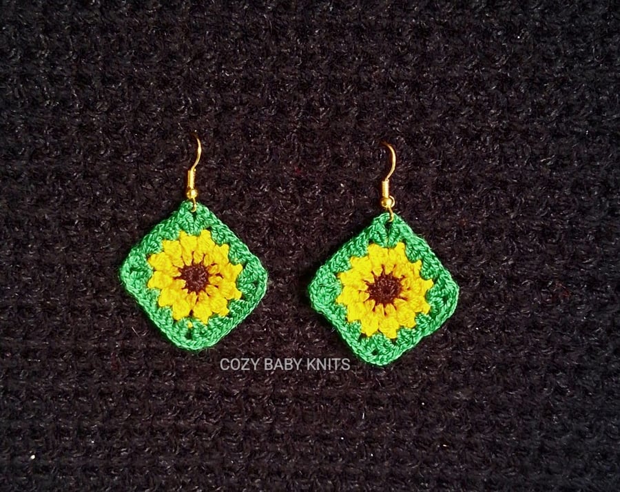 CROCHET SUNFLOWER EARRINGS 