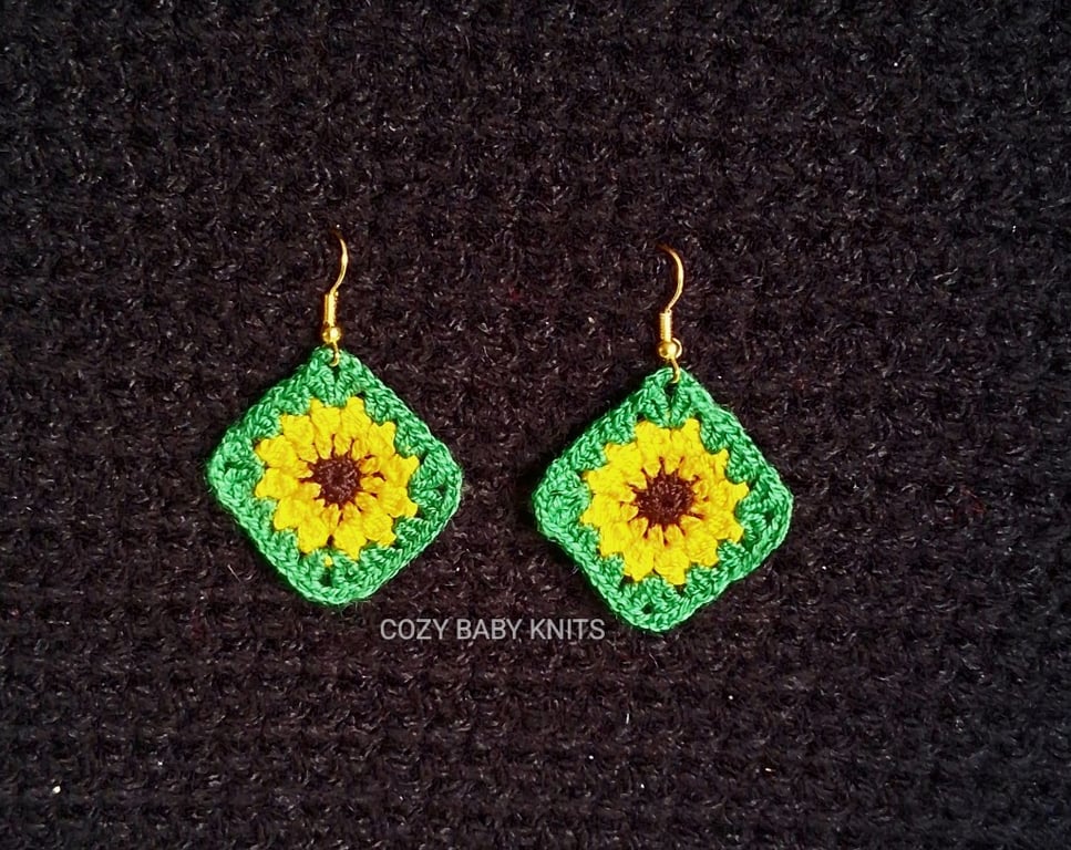 CROCHET SUNFLOWER EARRINGS 