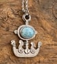 New Horizons Viking Ship Pendant with Larimar - Image 3