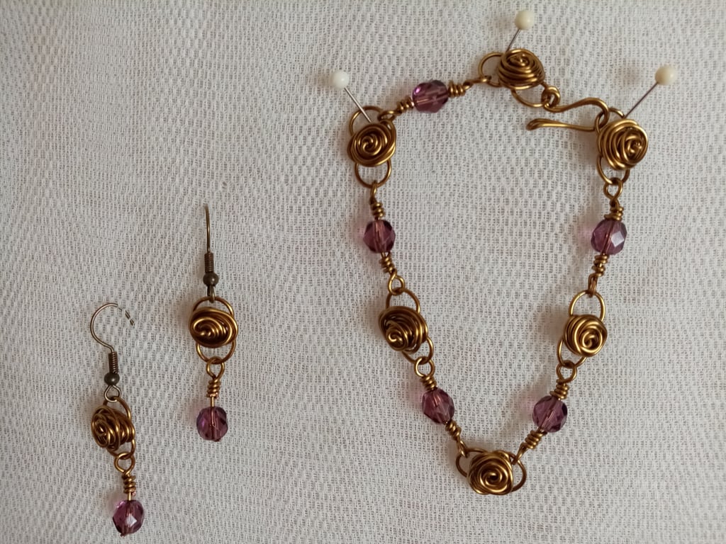 Handmade bracelet and earring set