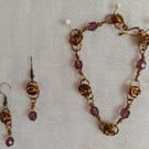 Handmade bracelet and earring set