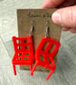 Mixed Red Stacking Chair Earrings - Upcycled - Image 2