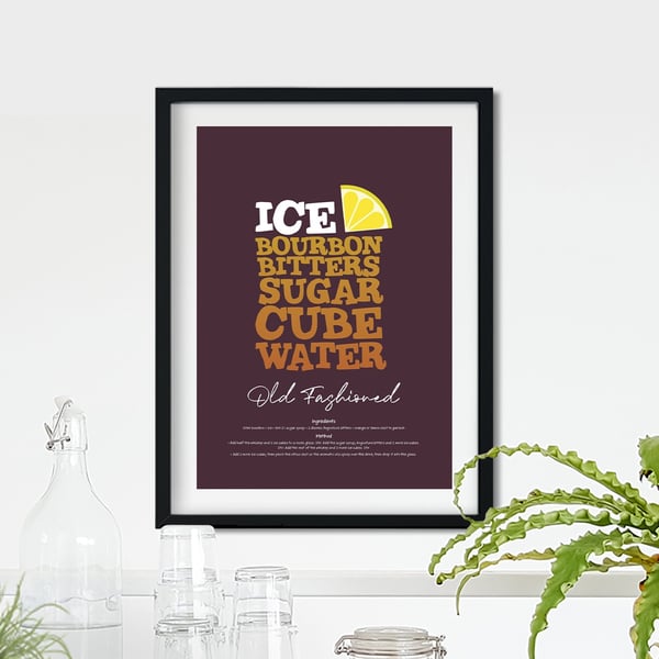Old Fashioned Cocktail Poster Word Art Poster